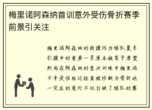 梅里诺阿森纳首训意外受伤骨折赛季前景引关注